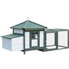 Easycomfort Pollaio da Giardino Prefabbricato in Legno 196x76x97cm, Bianco e Verde