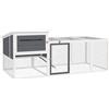 EasyComfort Pollaio per Galline con Casetta, Nido per Cova e Area Esterna, 214x101x 91.5cm, Grigio