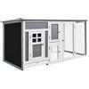 EasyComfort Pollaio per Galline Ovaiole da Esterno con Tetto Impermeabile e Zona di Corsa, Nidificazione in Legno, 160x75x80 cm, Grigio e Bianco