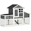 Easycomfort Pollaio Prefabbricato in Legno con Area Aperta, Casetta e Nido, 161.5x62.5x115cm, Grigio