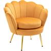 Easycomfort Poltrona a Conchiglia, Poltroncina Vintage, Poltroncina da Camera e Salotto, Design Elegante, con Schienale Alto, 76x67x74cm, Giallo