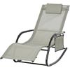 Easycomfort Poltrona a Dondolo da Giardino con Poggiatesta e Tasca Laterale, 150x62x88 cm, Nero e Grigio