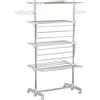 EasyComfort Stendino Verticale Pieghevole in Acciaio e Plastica con 6 Ruote e 4 Ripiani Regolabili, 142x55x172 cm