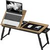 EasyComfort Supporto Monitor Inclinabile e Regolabile con Cassetto Laterale, in Legno, 86x33x22.5-32 cm, Rovere e Nero