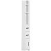 Easycomfort Colonna Bagno con Mensole e Armadietti, Mobile Alto Salvaspazio in Legno 15x17x120cm, Bianco