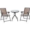 Easycomfort Tavolino con 2 Sedie Set Mobili 3pz Pieghevole Regolabile Esterno Textilene Marrone