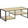 Easycomfort Tavolino da Caffè in Stile Industriale a 3 Ripiani, in MDF e Acciaio, 120x60x46cm