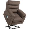 EasyComfort Poltrona Alzapersona Reclinabile Massaggiante e Riscaldante con Doppio Motore, Marrone Scuro