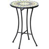 Easycomfort Tavolino da Giardino in Metallo con Piano d'Appoggio a Mosaico, ?35.5x53.5cm