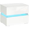 Easycomfort Comodino con luce LED RGB incorporata con 2 cassetti, 4 Modalità di luce e 16 colori, in Truciolato, 60x39x47cm, Bianco