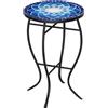Easycomfort Tavolino da Giardino Rotondo a Mosaico in Metallo con Piano in Ceramica, ?35.5x53.5cm