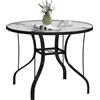 EasyComfort Tavolino da Giardino Rotondo con Foro per Ombrellone, in Metallo e Vetro Temperato, Ø96.5x71 cm, Nero