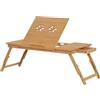 EasyComfort Tavolino da Letto per PC Pieghevole e Inclinabile con Cassetto, 72x35x22-30, Colore Legno