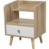 Easycomfort Comodino Salvaspazio Mobiletto con Cassetto e Mensola in Legno 37x30x48cm