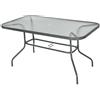 Easycomfort Tavolo da Giardino con Foro per Ombrellone, Arredamento da Esterno in Metallo e Vetro 140x80x70cm Grigio