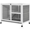 Easycomfort Conigliera in Legno a 2 Piani con Casetta, Rampa e Vassoio Estraibile, 91.5x53.3x73cm
