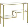 Easycomfort Consolle da Ingresso a 3 Ripiani in Acciaio e Vetro Temperato, 100x32x76 cm, Oro