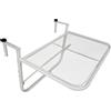 Easycomfort Tavolo da Ringhiera con Ganci ad Altezza Regolabile su 3 Livelli, in Metallo, 60x56.5x45 cm, Bianco