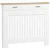 EasyComfort Copritermosifone a Doghe Antiribaltamento con Cassetto Portaoggetti, in Legno, 112x19x97 cm, Bianco