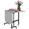 EasyComfort Tavolo Pieghevole a Ribalta per 4-6 Persone con 6 Rotelle, in Legno e Acciaio, 120x80x73 cm, Grigio