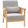 Easycomfort Poltrona Moderna con Rivestimento Vellutato e Struttura in Legno, 68x75x78cm, Grigio