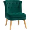 EasyComfort Poltrona per Salotto in Velluto con Seduta Imbottita e Trapuntata a Bottoni, 60x66x79 cm, Verde
