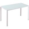 Easycomfort Tavolo Rettangolare da 4 Persone per Cucina e Soggiorno, Tavolo Moderno in Metallo e Vetro Temperato, 120x60x75 cm, Bianco