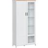 Easycomfort Credenza Moderna a 2 Ante con Mensole Regolabili in Legno e Vetro, 76x36x160cm, Bianco