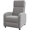 Easycomfort Poltrona Reclinabile 160° in Tessuto Effetto Lino con Braccioli Quadrati, 64x86x102 cm, Grigia