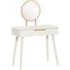 EasyComfort Tavolo Trucco con Specchio e 2 Cassetti per Accessori, in Legno, 80x40x123 cm, Bianco