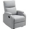 EasyComfort Poltrona Reclinabile Manualmente a 60° Extra Imbottita in Tessuto con Poggiapiedi, Grigio
