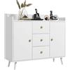 EasyComfort Credenza Moderna in Legno con 3 Cassetti e 2 Armadietti a 2 Livelli, 90x32x80 cm, Bianco