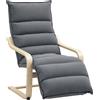 EasyComfort Poltrona Relax in Legno con Rivestimento in Velluto e Poggiapiedi Regolabile, Grigio Scuro