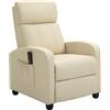 Easycomfort Poltrona Relax Massaggiante con Telecomando e 8 Programmi, Reclinazione e Poggiapiedi, 68x88x98cm, Crema