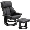 Easycomfort Poltrona Relax Reclinabile e Massaggiante con Pouf Poggiapiedi e Telecomando, 76x80x102 cm Nero