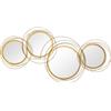 Easycomfort Decorazione Murale 3D in Metallo, Wall Art a Cerchi con Specchi 107x56cm, Oro