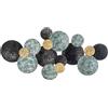 Easycomfort Decorazione Murale in Metallo 3D, Wall Art a Cerchi 133x66cm, Blu, Nero e Oro