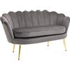 Easycomfort Divanetto 2 Posti in Tessuto Effetto Velluto con Braccioli, Divano Moderno con Seduta Imbottita per Camera da Letto e Soggiorno, 133x63x75cm, Grigio