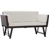 Easycomfort Divano 2 Posti con Braccioli Estensibili da Giardino Rattan 129x63x67cm Bianco, Marrone
