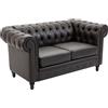 Easycomfort Divano 2 Posti in Stile Chesterfield in Pelle PU con Cuscino Rimovibile, 160x84x80 cm, Nero