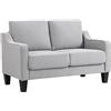 EasyComfort Divano 2 Posti Moderno e Salvaspazio in Tessuto Effetto Lino, 136x77x86 cm,, Grigio Chiaro