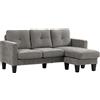 EasyComfort Divano Angolare 3 Posti con Cuscino per Seduta e Schienale, in Tessuto Effetto Ciniglia, 186x130x84 cm, Tortora