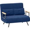 EasyComfort Divano Letto 3 in 1 in Tessuto Effetto Velluto con Schienale Regolabile e 2 Cuscini, 102x73x81 cm, Blu