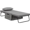 EasyComfort Pouf Letto Pieghevole Multiuso 4 in 1 con Schienale Reclinabile a 5 Livelli, Grigio