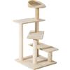 Easycomfort Trespolo per Gatti Multilivello con Tiragraffi in Sisal, Albero per Gatti con Piattaforme e Cuccia in Peluche Beige, 50x50x100cm
