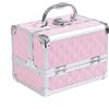 EasyComfort Valigetta Porta Trucchi con Profili in Alluminio, Maniglia e Vassoio Cantilever, 20x15x15cm, Rosa