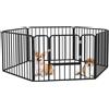 EasyComfort Recinto per Cani a 6 Pannelli Modulabili da Interno ed Esterno, in Acciaio, 164x83x60 cm, Nero