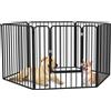 EasyComfort Recinto per Cani a 6 Pannelli Modulabili da Interno ed Esterno, in Acciaio, 164x83x80 cm, Nero