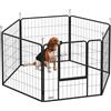 EasyComfort Recinto per Cani a 6 Pannelli Modulabili Pieghevole con Porta in Acciaio, Altezza 80 cm, Nero