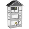 EasyComfort Voliera per Uccellini a 3 Porte con Casetta e Vassoio, in Legno e Metallo, 92x52x171 cm, Grigia e Nera